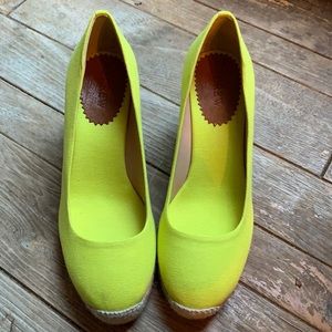 J.Crew Seville yellow wedge espadrille sz 7.5. Very Good Condition. No box.